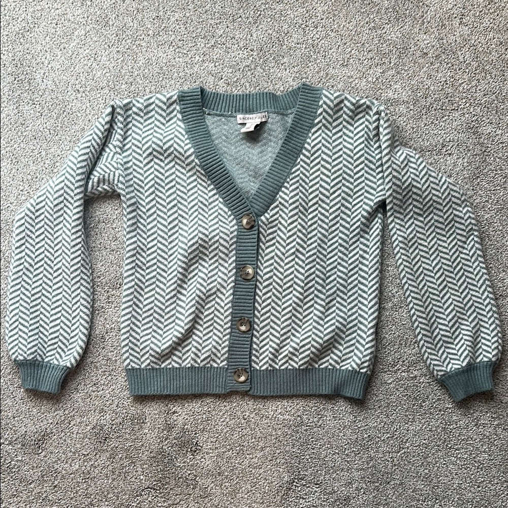 Sincerely Jules Gray Cardigan Sweater V-Neck Knit NWOT